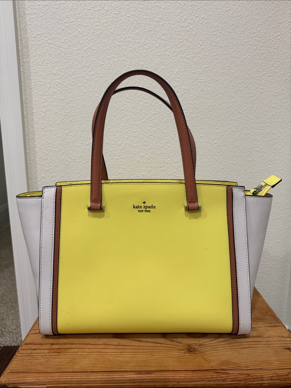kate spade Yellow, Cream & Tan Colorblock Leather Tote